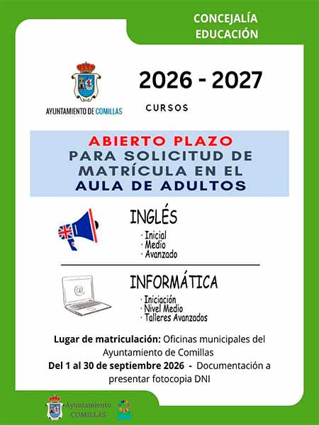 Aula de adultos abierto el plazo de matricula en Comillas