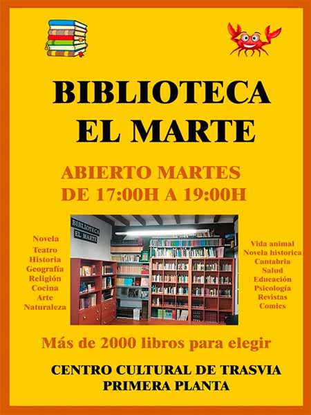 Biblioteca El Marte en elCentro Cultural de Trasvia Comillas Cantabria