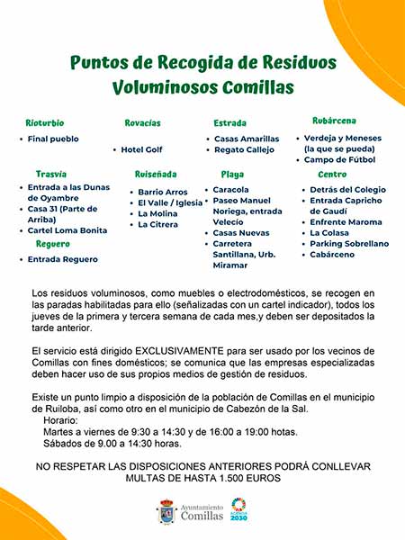 Recogida de residuos voluminosos en  Comillas
